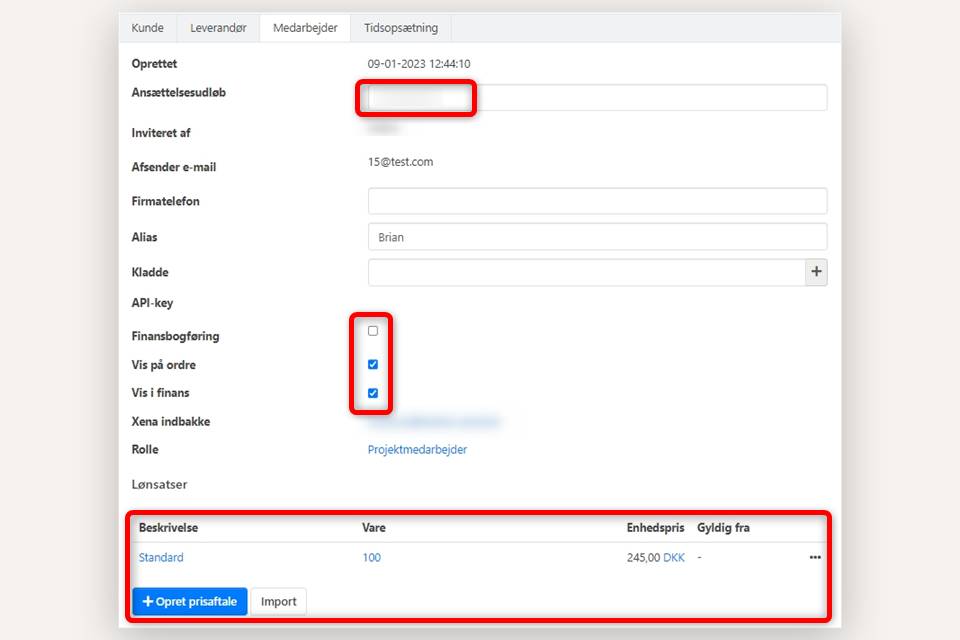 Genansættelse af en bruger i Xena