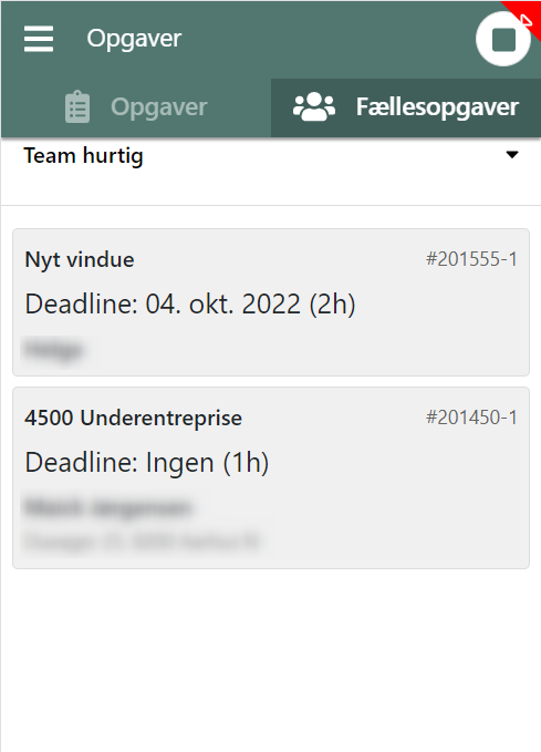 I appen Eg Go kan teamopgave fra Xena planlægges