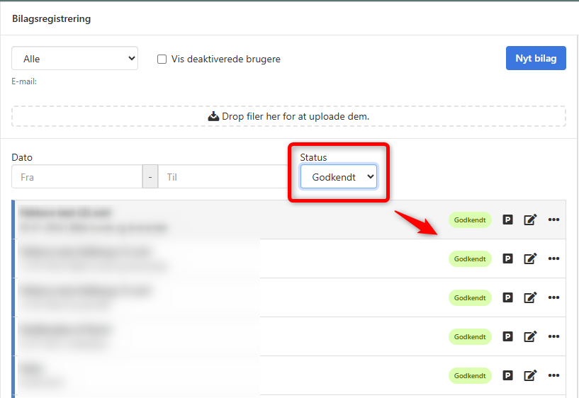 Vis kun godkendte bilag i indbakkerne i Xena