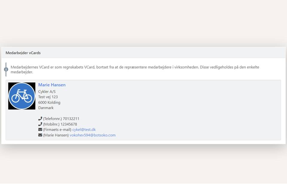 Opret et medarbejdervisitkort i Xena (vCard)