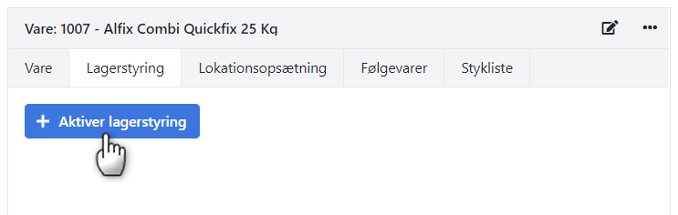 Aktiver lagerstyring på en vare i Xena