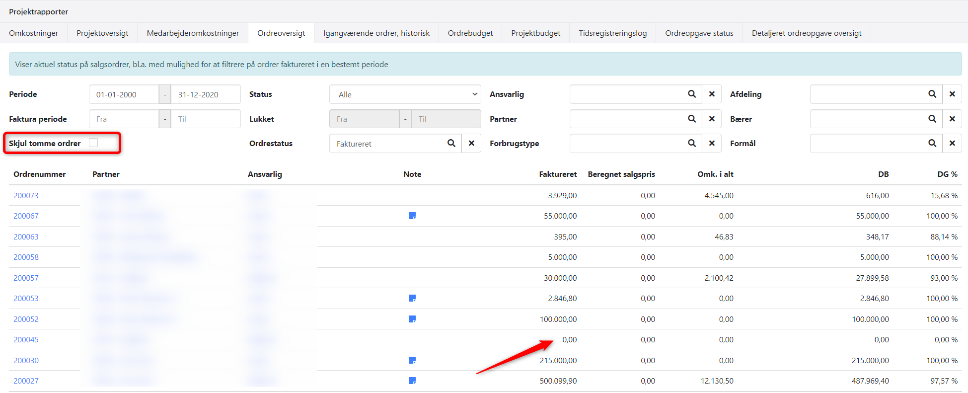 Ordreoversigten i Xena kan nu vises med tomme ordrer