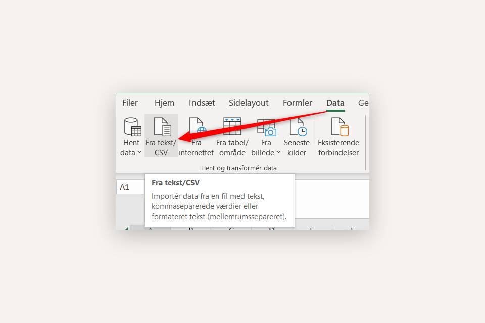 Importer csv fil fra Xena i Excel
