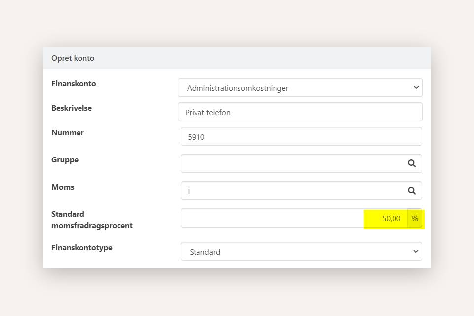 Opsætning af begrænset momsfradrag i Xena