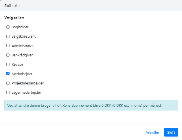 Skift rolle på fratrådt medarbejder i Xena