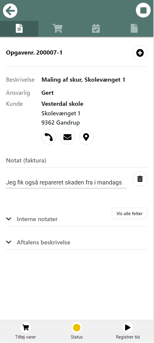 I appen EG Go ses alle nødvendige detaljer vedr. den valgte opgave