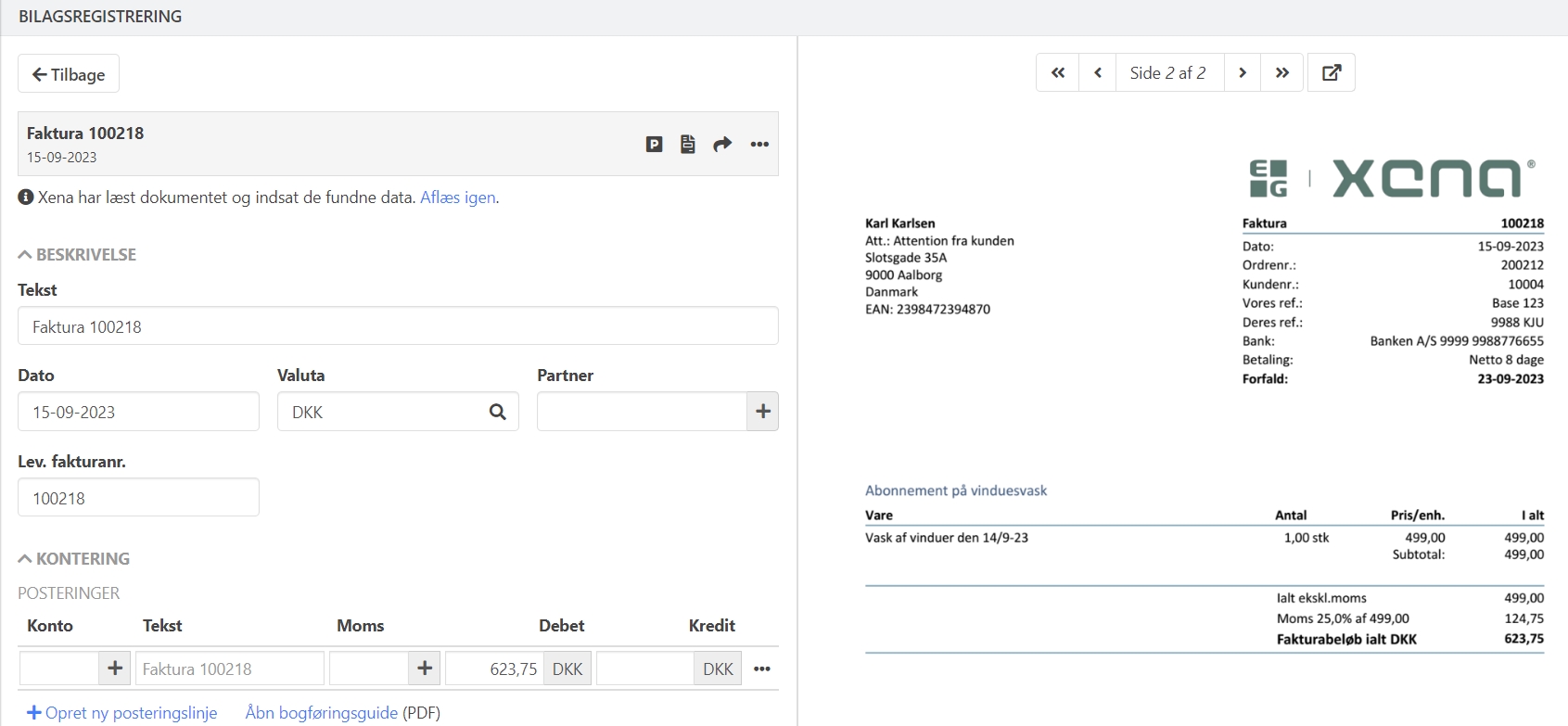Elektronisk fakura visning side 2