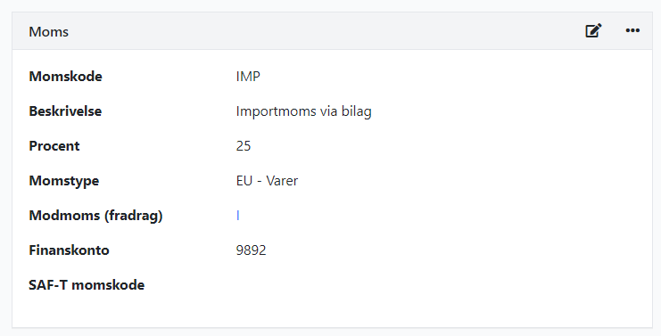 Opret momskode til import i Xena