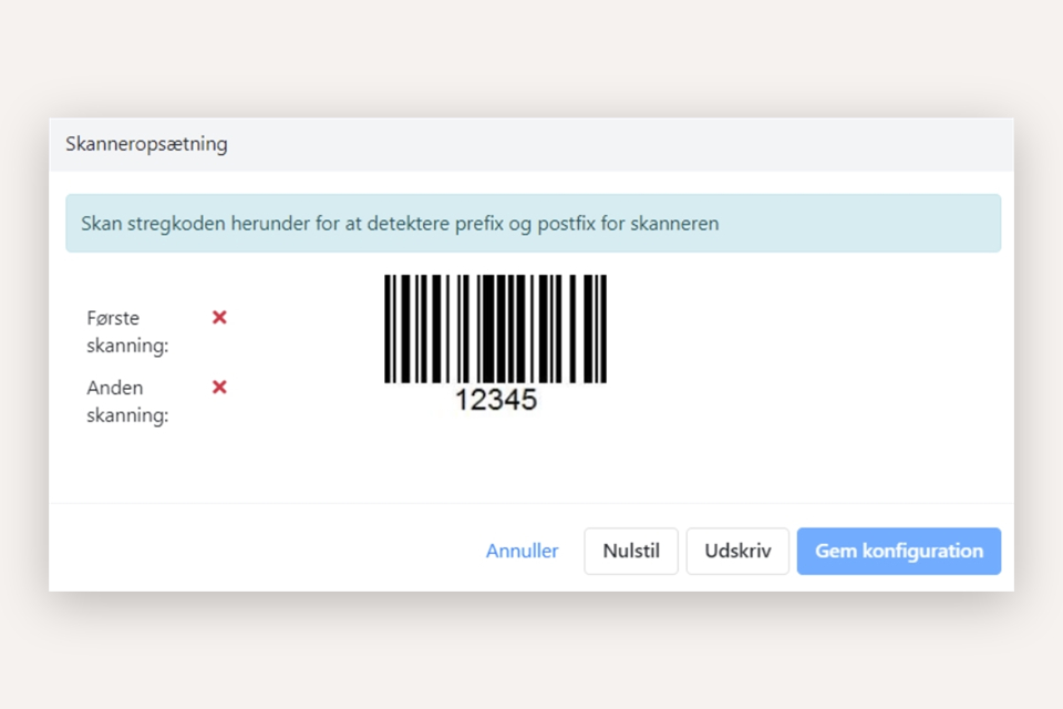 Opsætning af en scanner i Xena