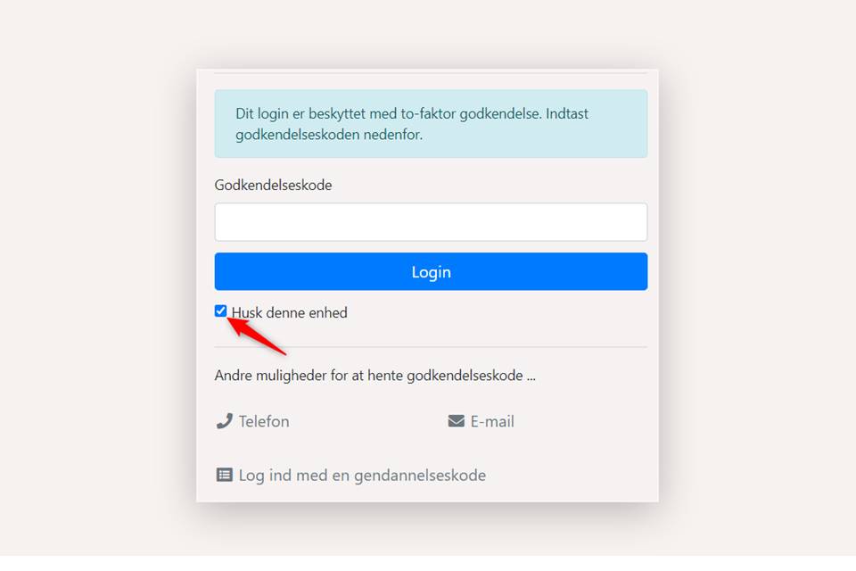Husk 2-faktor login i Xena