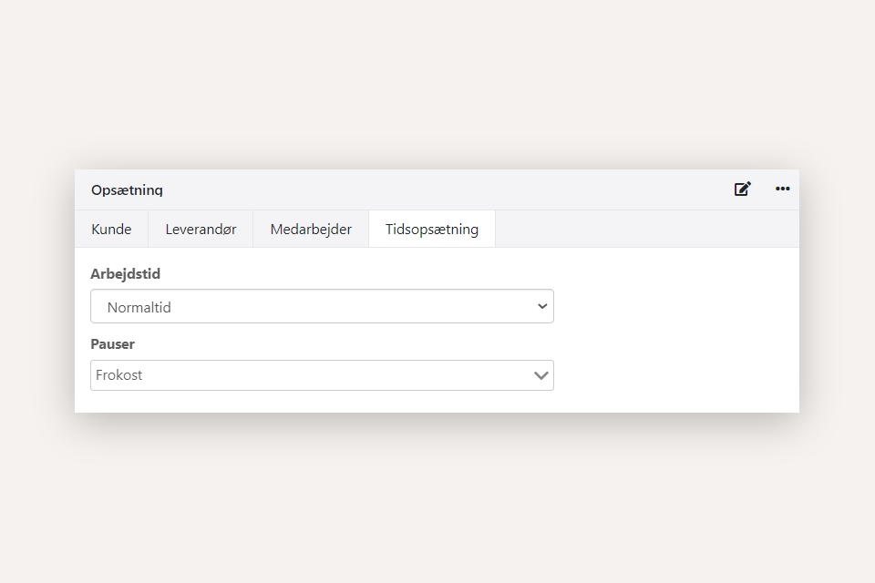Opsætning af arbejdstid og pauser på medarbejder i Xena
