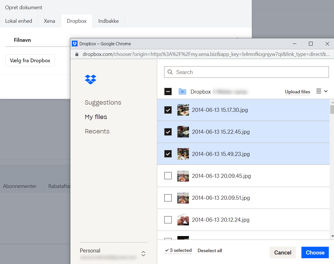 Hent dokumenter fra Dropbox ind i Xena
