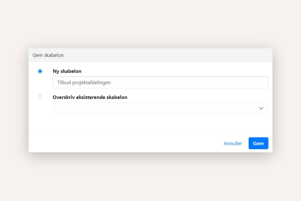 Gem en ny skabelon i Xena