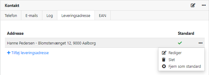 Redigering af leveringsadresse i Xena