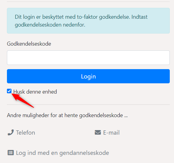 Husk to-faktor ved login til Xena