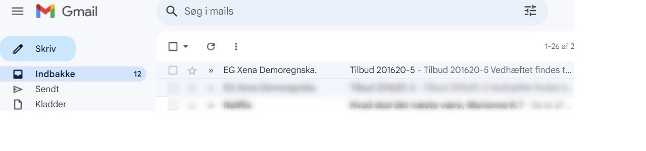 Eksempel på et tilbud sendt fra Xena hvor afsenderens firmanavn vises