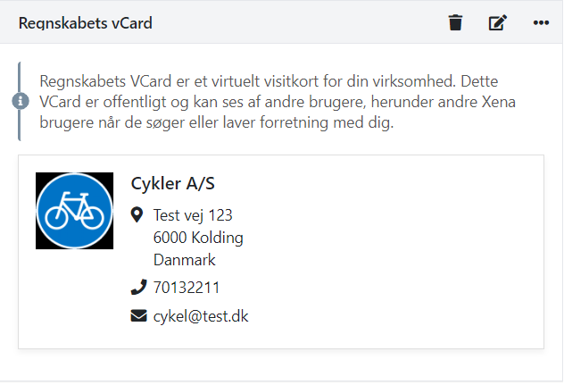 Sådan ser dit firmas vCard ud i Xena