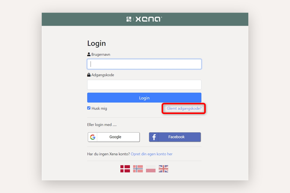 Tiknyt di google konto til din Xena bruger