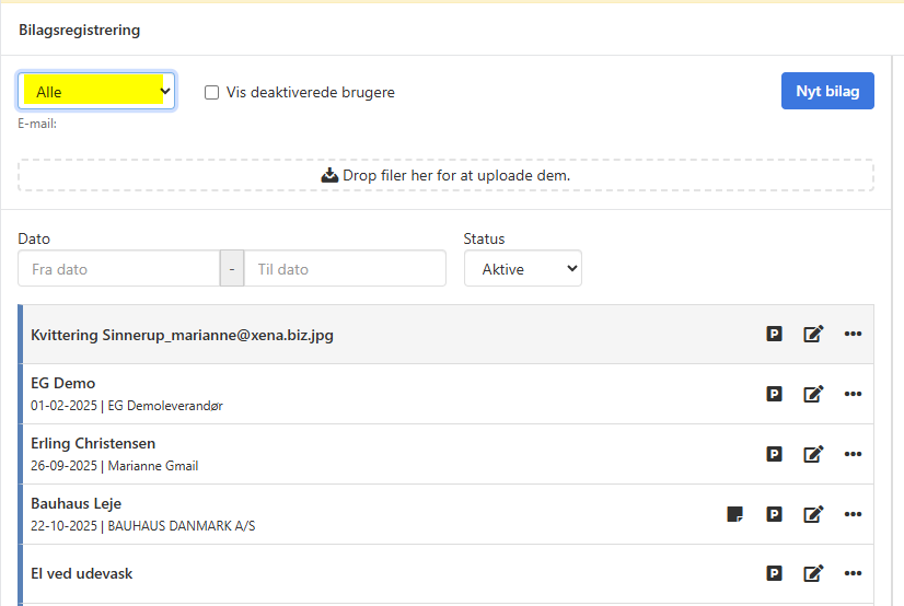 Se bilag fra alle indbakker i Xena