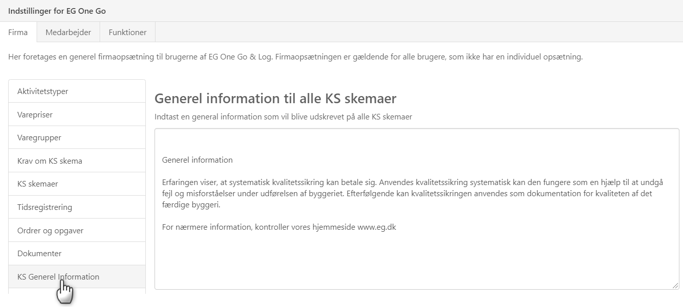 Generel information til alle KS skemaer i Xena