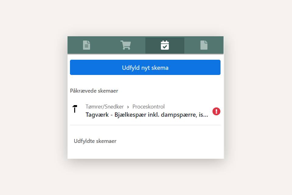 Visning af krævet kvalitetssikringsskema i Ge