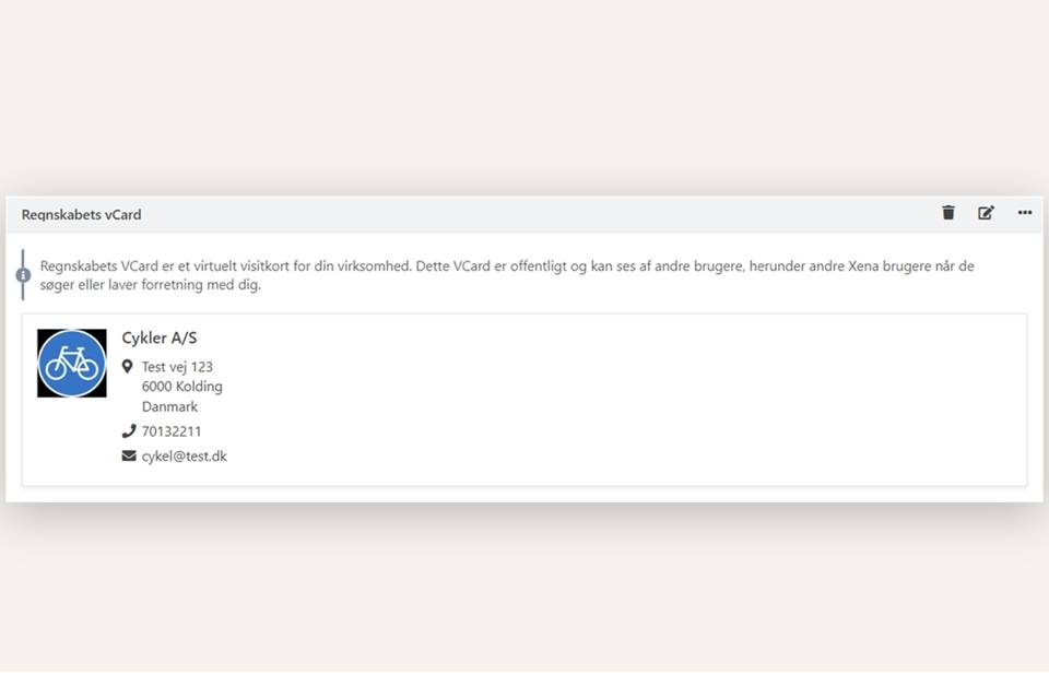 Opret en virksomheds visitkort i Xena (vCard)