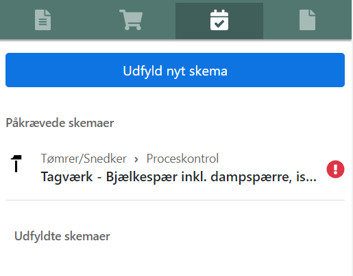 Her ses et krævet KS skema i appen EG Go i Xena