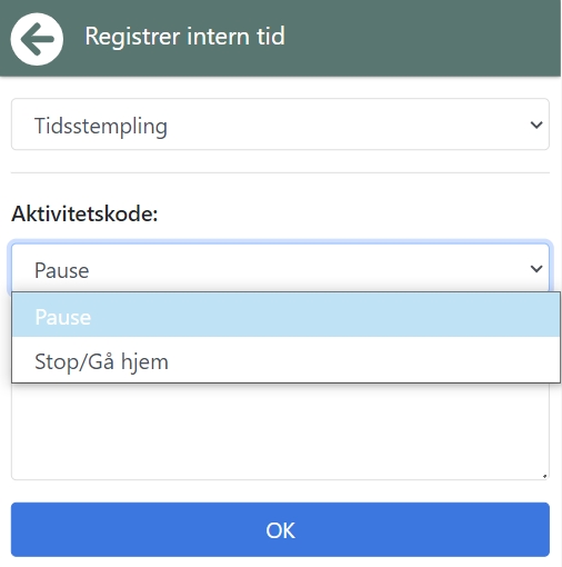 Stop eller pause tidsstempling i EG Go