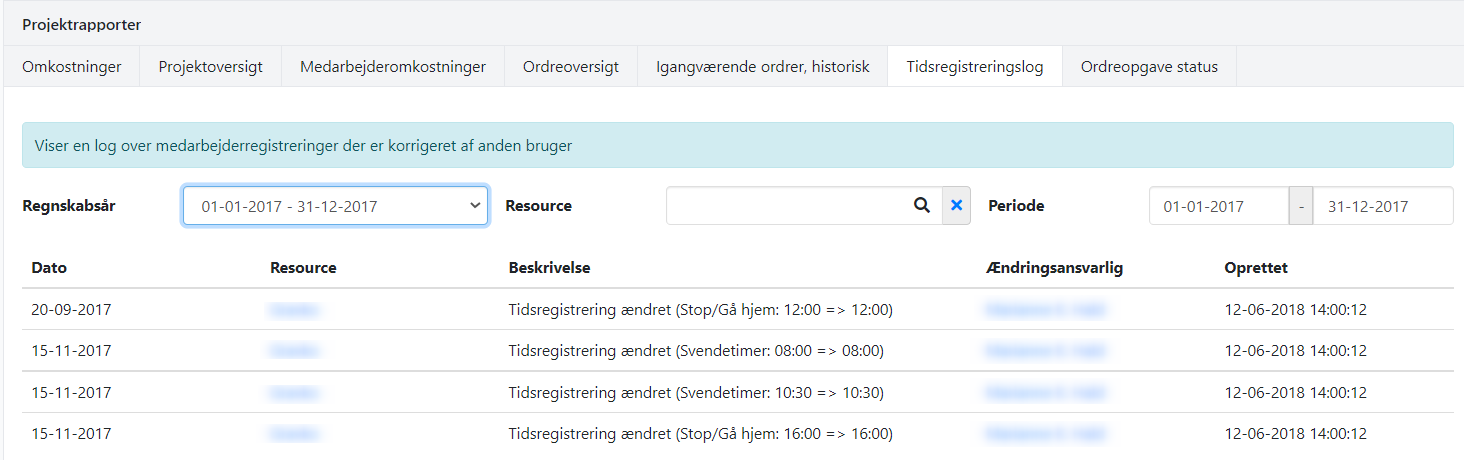 Projektrapporten Tidsregistreringslog i Xena