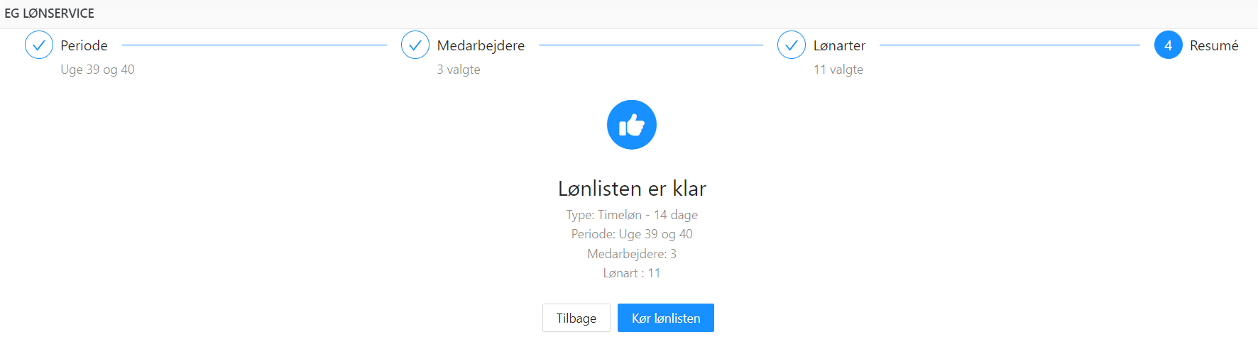 Step 4 for overførsel til EG Lønservice fra Xena